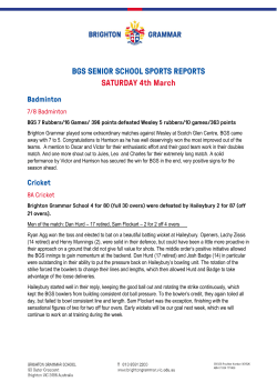 Brighton Grammar played some extraordinary matches against