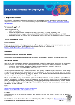 Long Service Leave - Policy and Procedure Register