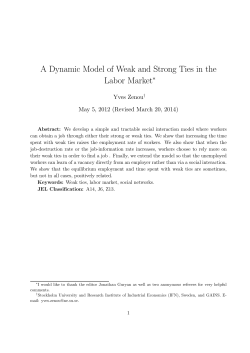 A Dynamic Model of Weak and Strong Ties in the Labor Market&lowast;