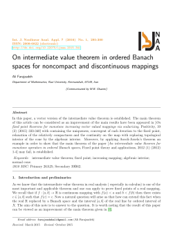 On intermediate value theorem in ordered Banach spaces for