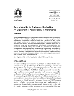 Social Audits in Outcome Budgeting An Experiment of Accountability
