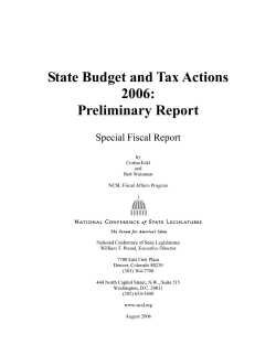 State Budget and Tax Actions 2006: Preliminary Report itt