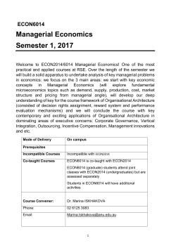 Managerial Economics Semester 1, 2017