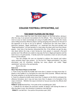 college football officiating, llc too many players on the field