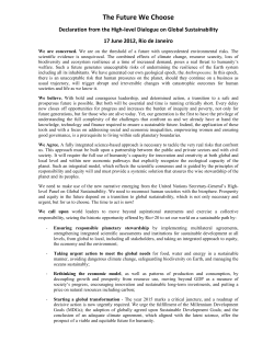 The Future We Choose: Declaration from the High