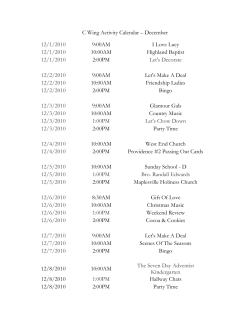 C Wing Activity Calendar – December 12/1/2010 9:00AM I Love