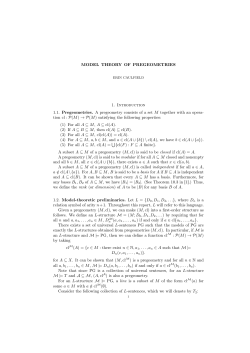 MODEL THEORY OF PREGEOMETRIES 1. Introduction 1.1