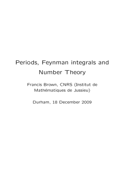Periods, Feynman integrals and Number Theory
