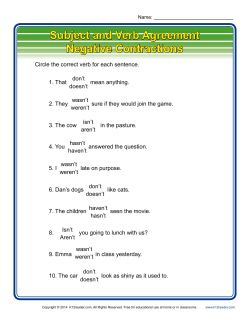 Negative Contractions | Subject Verb Agreement