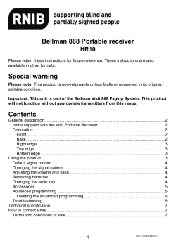 Items supplied with the Visit Portable Receiver