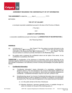 Confidentiality Agreement - City Information (SM-PT-050)