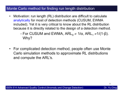 For CUSUM and EWMA, ARL &ne; 1/&alpha;, ARL &ne;1