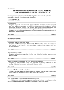 INFORMATION OBLIGATIONS OF TRAVEL AGENTS: LEGAL