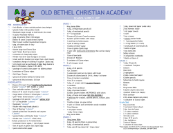 School Supply List - Why Choose Old Bethel Christian Academy?