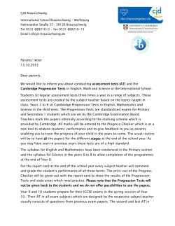 Parents Letter Assessment and Progression Tests