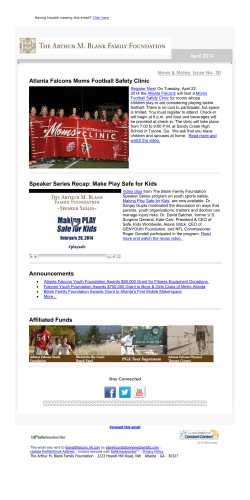 AMBFF Newsletter Issue 30 - The Arthur M. Blank Family Foundation