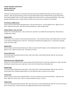 SYOSSET BASEBALL ASSOCIATION DRIVING DIRECTIONS