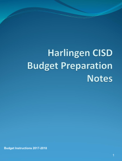 FY 1718 Budget Preparation Notes