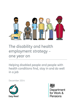 The disability and health employment strategy &ndash; one year on