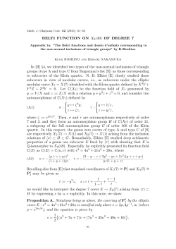 BELYI FUNCTION ON X0(49) OF DEGREE 7 In [H] &sect;4, we identified
