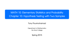Elementary Statistics and Probability Chapter 10