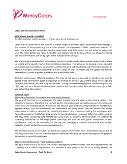 Labor Market Assessment Tools Which tools should I consider? An