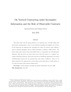 On Vertical Contracting under Incomplete Information and the Role