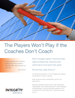 The Players Won`t Play if the Coaches Don`t Coach