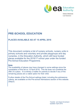 pre-school education - Education Authority