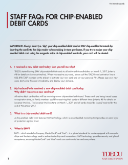 STAFF FAQs FOR CHIP-ENABLED DEBIT CARDS