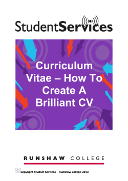 Curriculum Vitae - Runshaw College