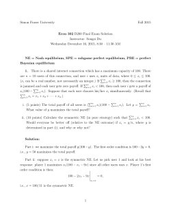Simon Fraser University Fall 2015 Econ 302 D200 Final