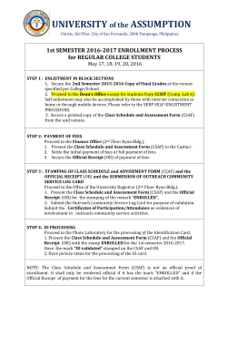 1 st SEMESTER 2016-2017 ENROLLMENT PROCESS for NEW