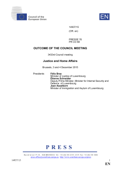 Outcome of the Council meeting, December 2015