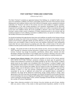 post contract terms and conditions