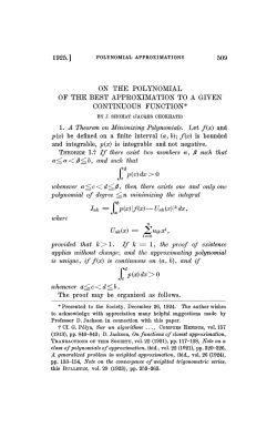 ON THE POLYNOMIAL OF THE BEST APPROXIMATION TO A