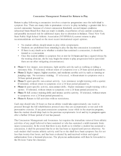 Concussion Management Protocol for Return to Play Return to play