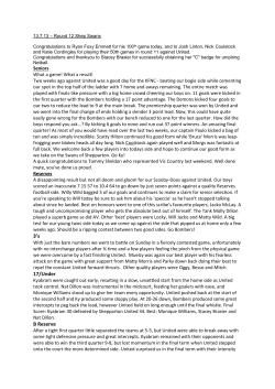 13.7.13 &ndash; Round 12 Shep Swans Congratulations to Ryan Foxy