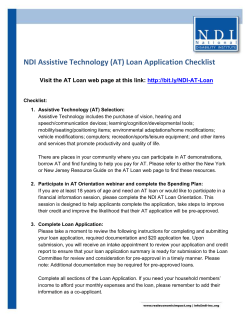 NDI Assistive Technology (AT) Loan Application Checklist
