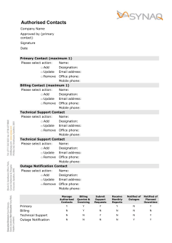 Authorised Contacts Form