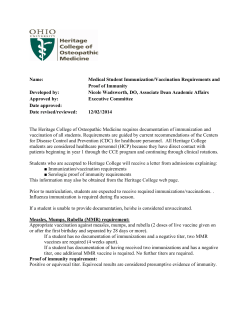 Medical Student Immunization/Vaccination Requirements and Proof
