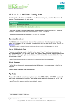 England, 2011-12, Experimental statistics: Data quality note []
