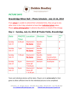 Photo Schedule - July 13-16, 2014
