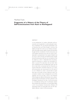 Manfred Frank Fragments of a History of the Theory of Self