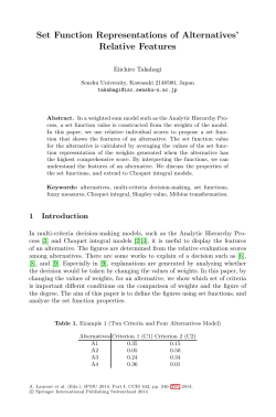 Set Function Representations of Alternatives` Relative Features