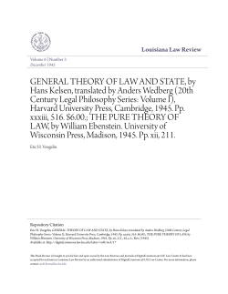 GENERAL THEORY OF LAW AND STATE, by Hans Kelsen