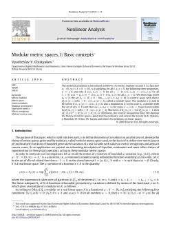 Nonlinear Analysis Modular metric spaces, I: Basic concepts$