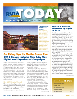 IN THIS ISSUE Go RVing Ups its Media Game Plan