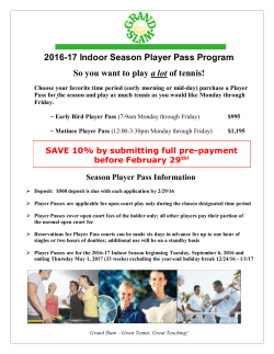 2016-17 Indoor Season Player Pass Program So you want to play a