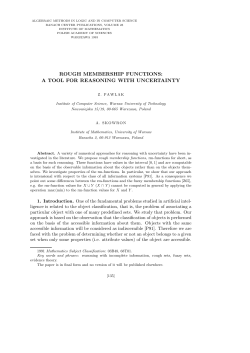 ROUGH MEMBERSHIP FUNCTIONS: A TOOL FOR REASONING